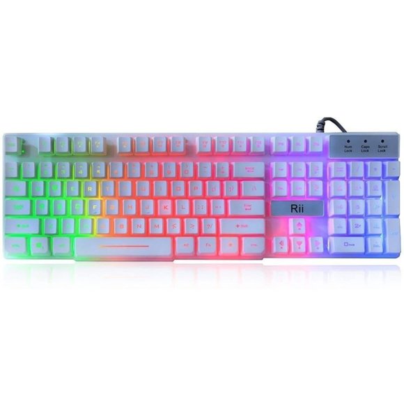 Rii RK100+ White Gaming Multicolor Keyboard USB - Picture 6 of 7